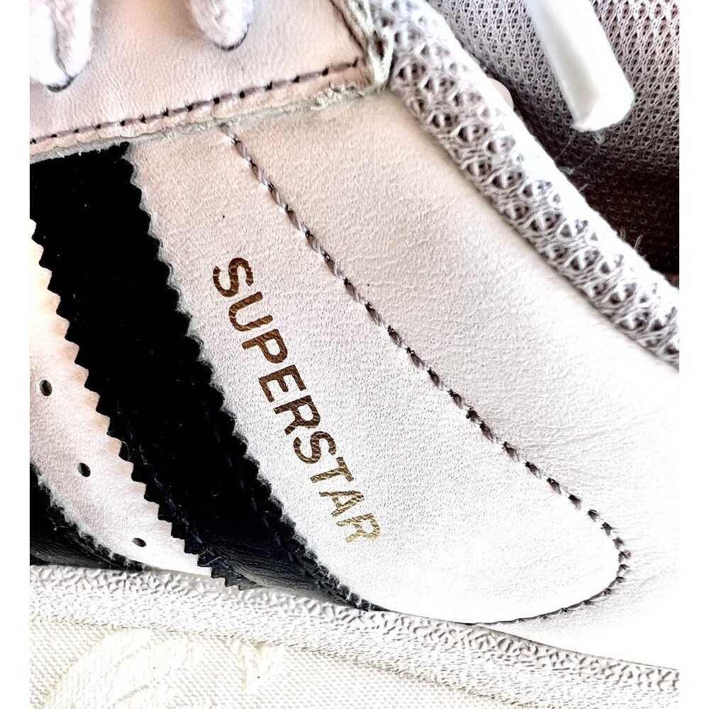 Adidas Superstar Sneakers Women’s Size 5.5 White Black Shoes - Picture 9 of 16